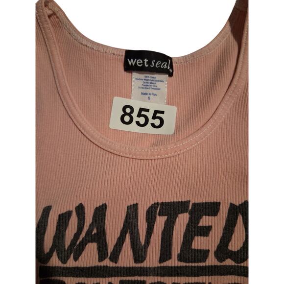 Y2K Wet Seal Women's size Small Grungecore Academia Ribbed Boyfriend Wanted Tank - Picture 12 of 12